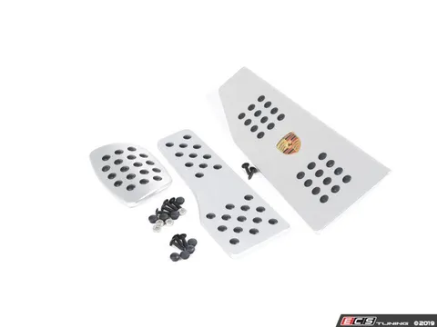 Rennline Rennline 3-Piece Rubber Grip Pedal Set - Silver/Domed Crest