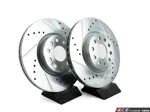 Power Stop Front Cross-Drilled and Slotted Evolution Rotors - Pair (312x25)
