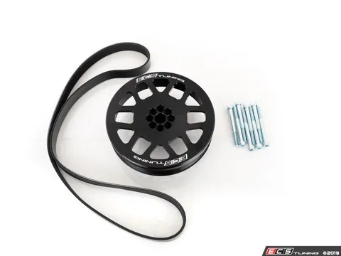 ECS Audi 3.0T Performance Overdrive Crank Pulley With Belt - 187.3mm - For Use With Supercharger Pulley Upgrade