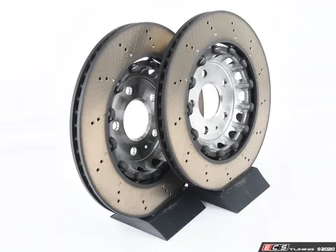 Genuine Volkswagen Audi Rear Cross-Drilled Brake Rotors - Pair (330x22mm)