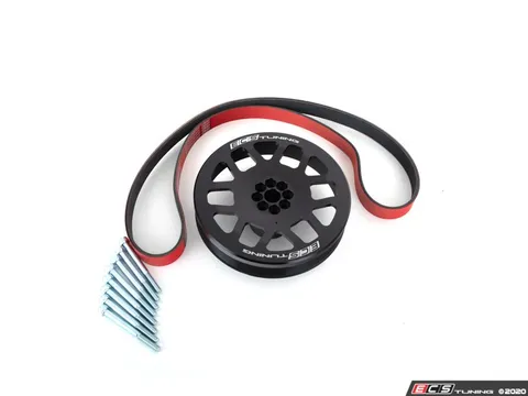 ECS Audi 3.0T Performance Overdrive Crank Pulley With ECS Performance Kevlar Reinforced Supercharger Belt- 187.3mm - For Use As Crank Pulley Only Upgrade