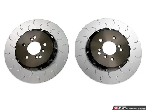 034Motorsport 2-Piece Rear Brake Rotor Kit - 370x24mm Silver Hats