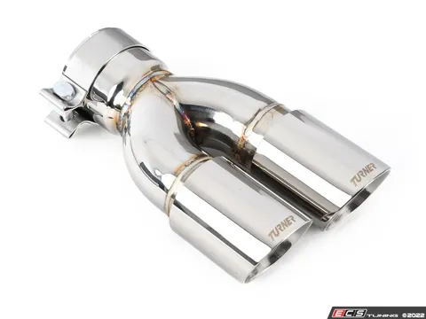 Turner Motorsport Rolled Angle Exhaust Tip - 3.0 Inlet - 3.0 OD - Stepped Left - Chrome - Turner Motorsport