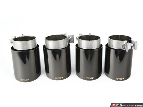 Turner Motorsport Set(4) - Turner 4" Double Wall Exhaust Tip W/ Polished Black Chrome Finish