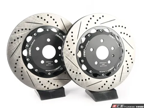 ECS 8V RS3 - Front 2-Piece Drilled & Slotted Brake Rotors - Pair (370x34)