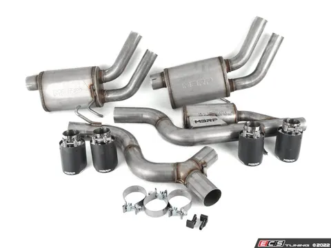 MBRP 3" Cat Back, Quad Split Rear Exit, Valve Delete, T304 With Carbon Fiber Tips