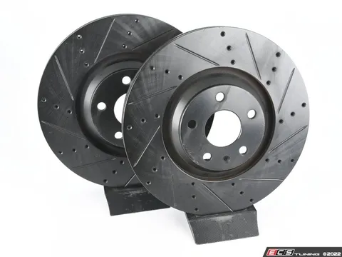 ECS Front V5 Drilled & Slotted Brake Rotors - Set (340x30)