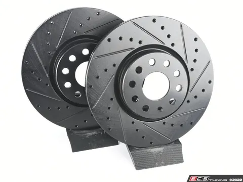 ECS Front V5 Drilled & Slotted Brake Rotors - Set (312x25)