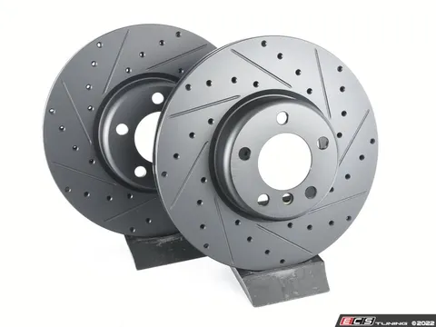 ECS Front V5 Drilled & Slotted Brake Rotors - Set (340x30)
