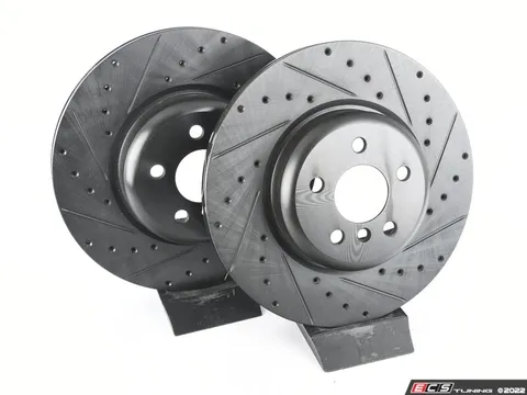 ECS Rear V5 Drilled & Slotted Brake Rotors - Set (345x24)