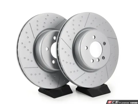 ECS Front V5 Dimpled & Slotted Brake Rotors - Set (370x30)