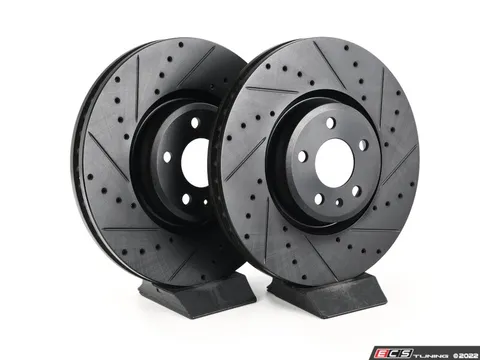 ECS Front V5 Drilled & Slotted Brake Rotors - Set (350x34)