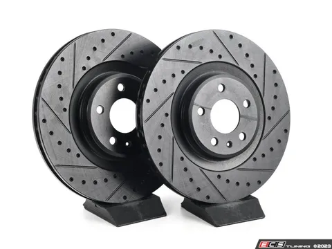 ECS Front V5 Dimpled & Slotted Brake Rotors - Set (345x30)