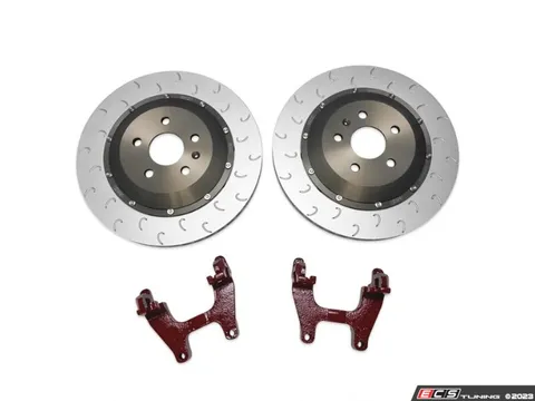 034Motorsport 2-Piece Floating Rear Brake Rotor Upgrade - Red Carriers (355x22)