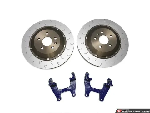 034Motorsport 2-Piece Floating Rear Brake Rotor Upgrade - Blue Carriers (355x22)