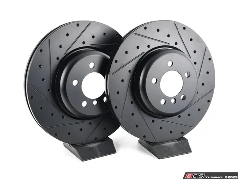 ECS Front V5 Drilled & Slotted Brake Rotors - Set (370x30)