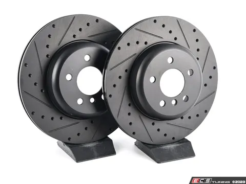 ECS Rear V5 Drilled & Slotted Brake Rotors - Set (345x24)