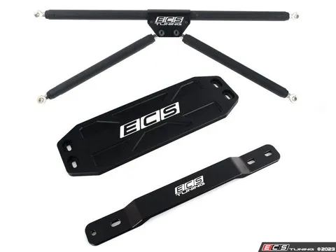Enthusiast Bundles MK7/MK8 Rear Stress Bar Kit - Stage 2 & Billet Aluminum Tunnel Brace Kit - Front & Rear - Black Anodized