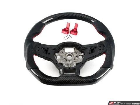 Doorbusters GLI Carbon Fiber Steering Wheel - Perforated Leather With Red Stitching - MK7 Jetta (Without Sunroof) - Master LED Interior Lighting Kit - Billet Seat Release Handle Kit - Red Anodized - Pair