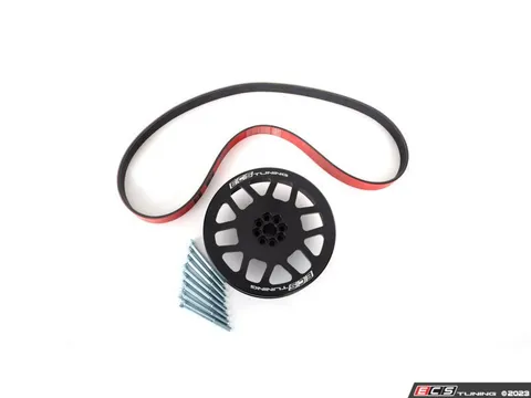 ECS Audi 3.0T Performance Overdrive Crank Pulley With ECS Performance Kevlar Reinforced Supercharger Belt - 187.3mm - For Use With Supercharger Pulley Upgrade
