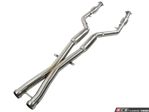 AFE MACH Force-Xp X-Pipe 2-1/2 IN 304 Stainless Steel W/ Cat & Resonator