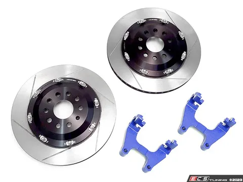 Neuspeed 2-Piece Floating Rear Slotted Brake Rotor Upgrade Kit - Blue (350x22)