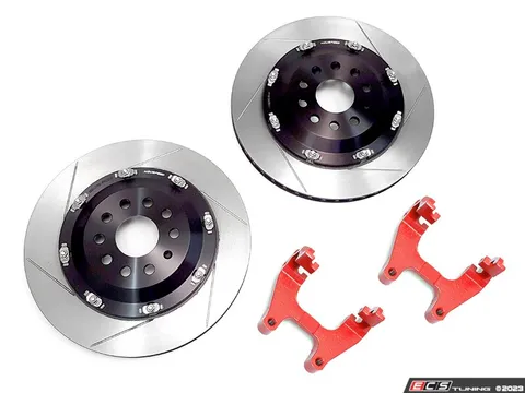 Neuspeed 2-Piece Floating Rear Slotted Brake Rotor Upgrade Kit - Red (350x22)