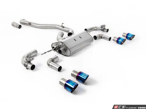 Milltek Sport Milltek 3.15 Inch Valved Race Exhaust System - Burnt Titanium GT-100 Tips