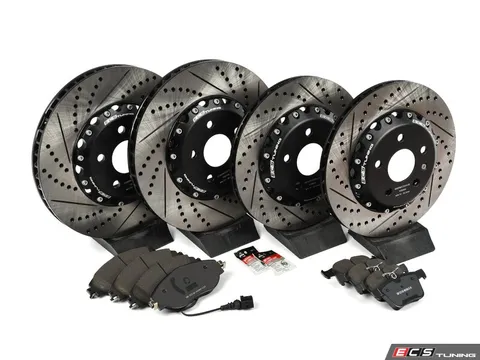 Assembled By ECS Front And Rear Cross-Drilled & Slotted 2-Piece Brake Kit (340x30/310x22)