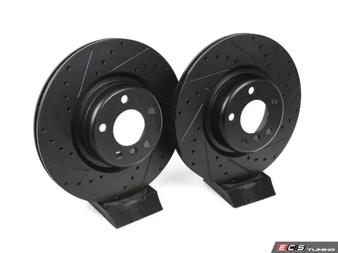 ECS Rear V5 Drilled & Slotted Brake Rotors - Set (345x24)