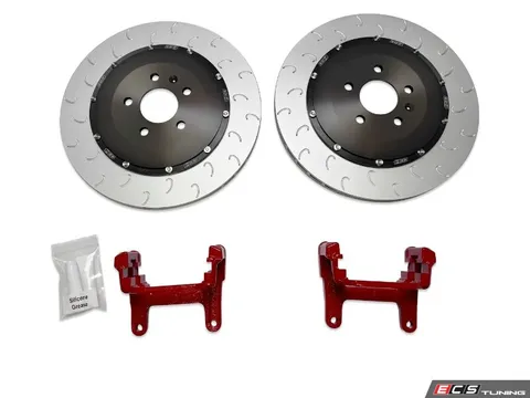 034Motorsport 2-Piece Floating Rear Brake Rotor Upgrade - Red Carriers (370x22)