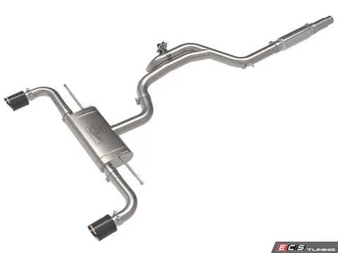 AFE Gemini XV 3 IN To 2-1/2 IN 304 Stainless Steel Cat-Back Exhaust System W/ Cut-Out Carbon Fiber
