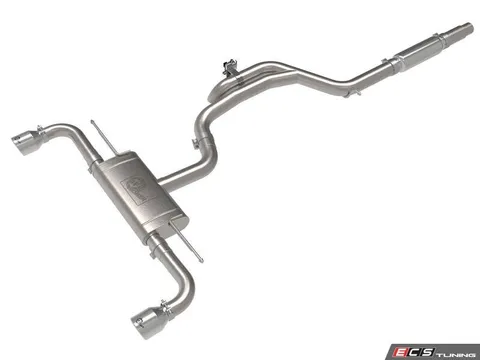 AFE Gemini XV 3 IN To 2-1/2 IN 304 Stainless Steel Cat-Back Exhaust System W/ Cut-Out Polished