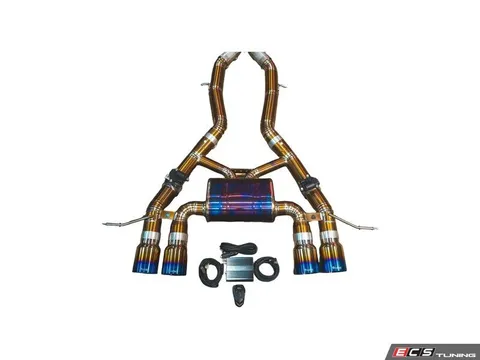 Valvetronic Designs Valved Sport Axle-Back Titanium Exhaust System - 4.0" Raw Titanium Burnt Tips