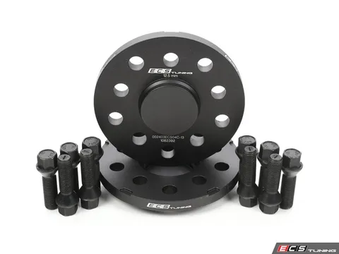 ECS Wheel Spacer & Bolt Kit - 12.5mm - With Dust Cap - with Black Conical Seat Bolts