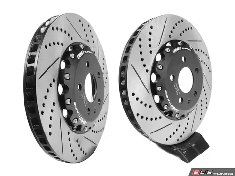 ECS Front 2-Piece Drilled & Slotted Brake Rotors - Pair (345x30)