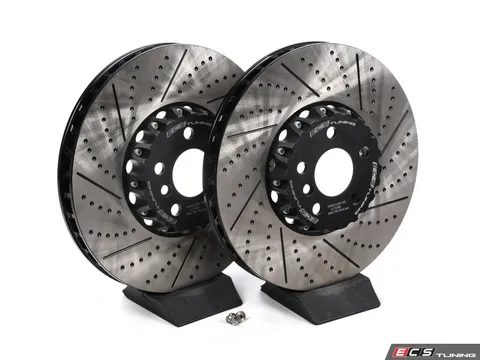 ECS 2-Piece Semi-Floating Dimpled & Slotted Front Brake Rotors (348x36) (34116860911/34116860912)