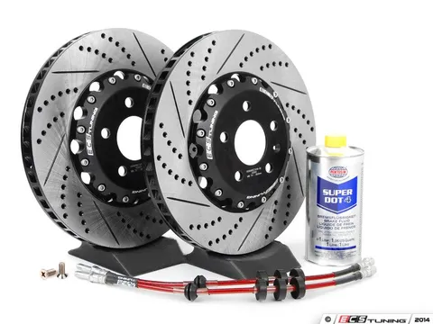 ECS Front Brake Kit - Stage 1 - 2-Piece Cross Drilled & Slotted Rotors (345x30)