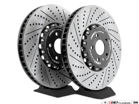 ECS Front Cross Drilled & Slotted 2-Piece Brake Rotors - Pair (380x38)