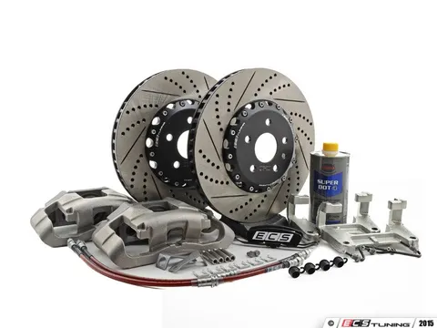 Assembled By ECS Front Big Brake Kit - ECS 2-Piece Cross-Drilled & Slotted Rotors (345x30)