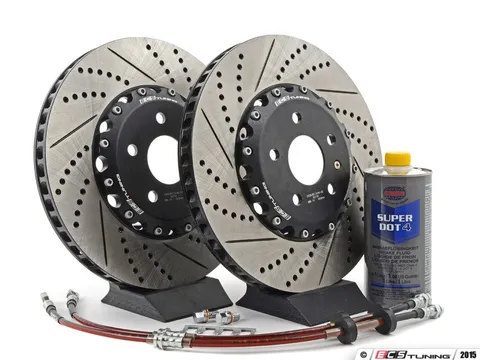 ECS Front Brake Kit - Stage 1 - 2-Piece Cross Drilled & Slotted Rotors (340x30)