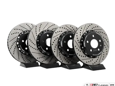 ECS Front and Rear Cross-Drilled & Slotted 2-Piece Brake Rotor Kit (340x30/310x22)