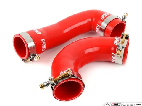 ECS High Flow Charge Pipe Coupler Kit - Includes 2 Piece Intercooler Pipe Couplers - Red